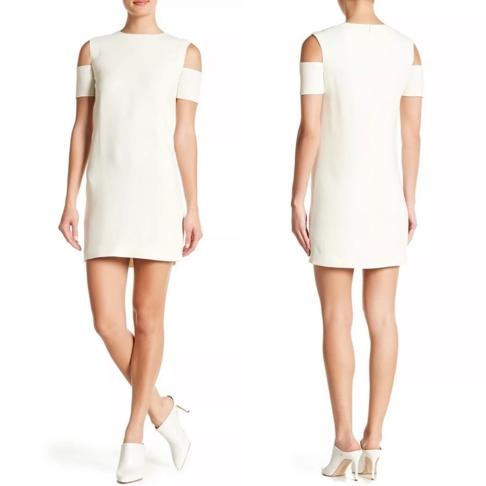 Helmut Lang Viscose-Stretch Arm-Cuff Cream Mini Dress Womens Size 0